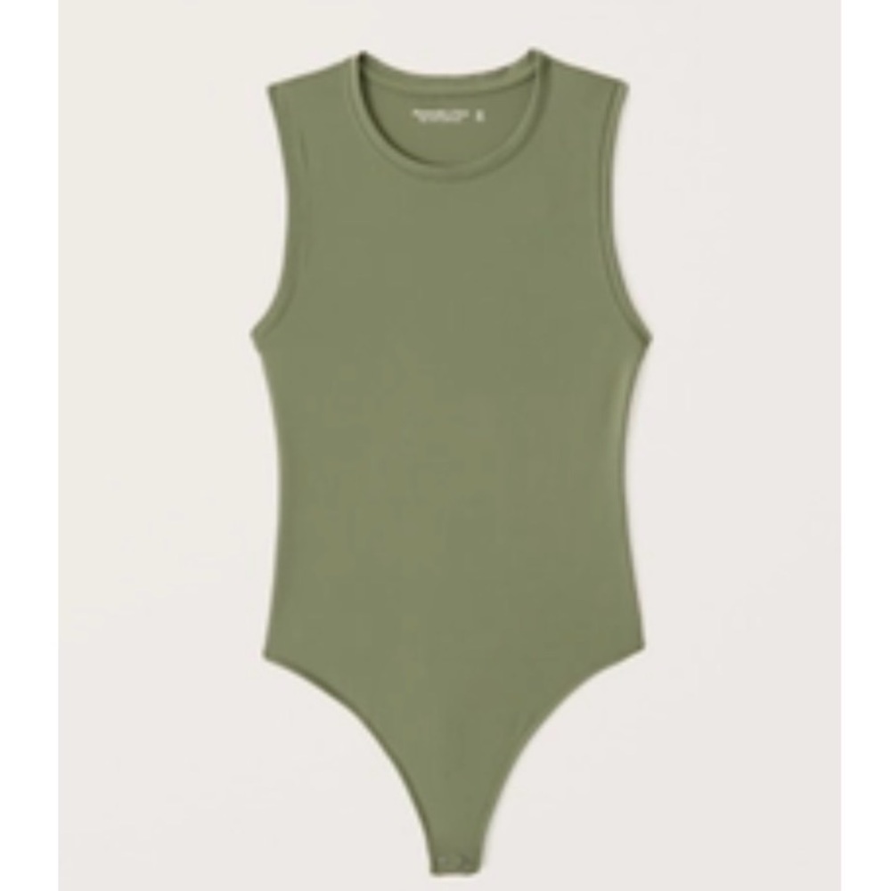 Abercrombie seamless crewneck Olive green Tank Bodysuit BNWT